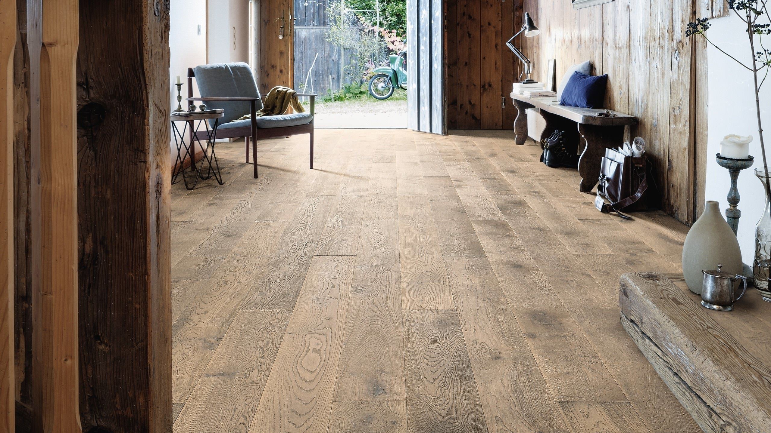 HARO PARKETT 4000 Landhausdiele 180 4V Eiche tabakgrau Sauvage retro strukturiert naturaLin plus Top Connect