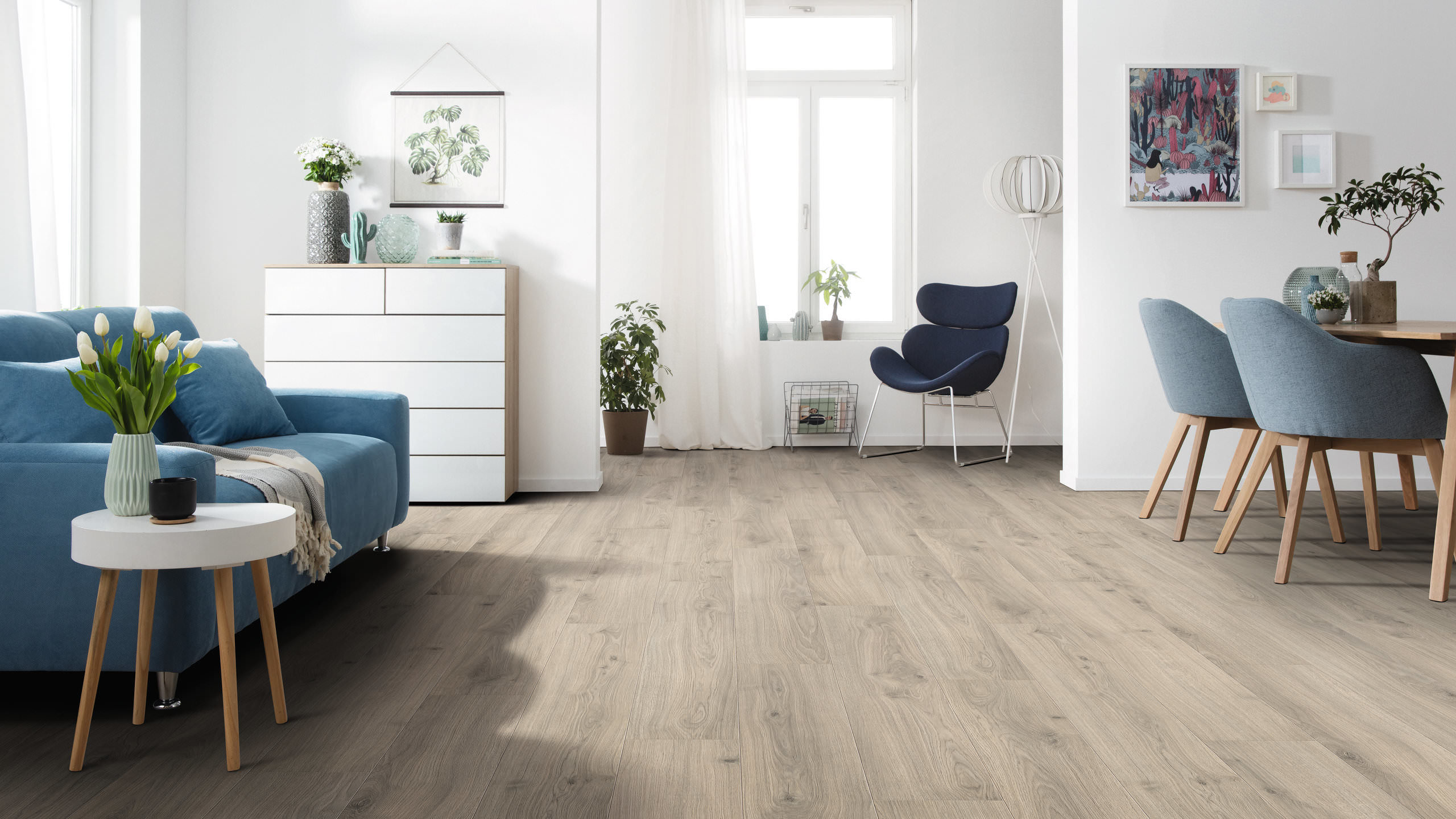HARO Sol Stratifié TRITTY 100 Planche large à l'ancienne 4V Chêne Emilia gris velours* authentic soft Top Connect